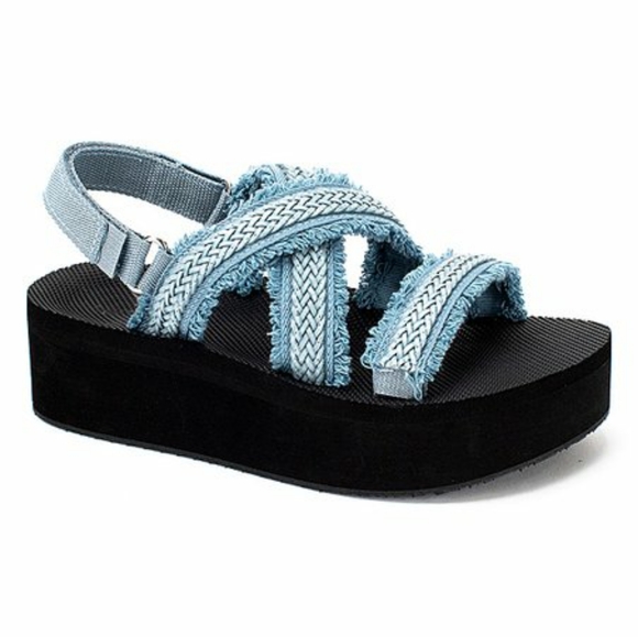 yellow box denim flip flops